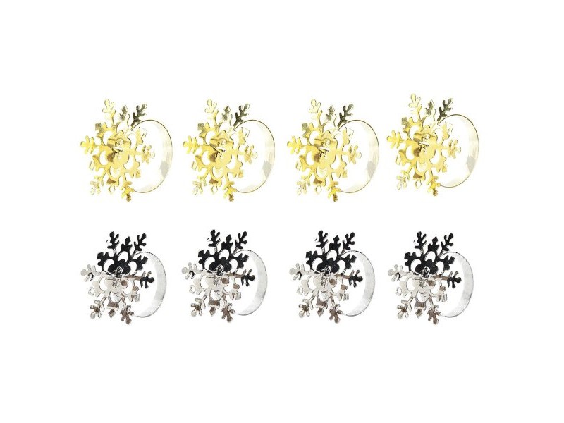 Пръстен за Салфетки DKD Home Decor Комплект Метал Снежинки (5 x 5 x 17 cm) (2 броя)