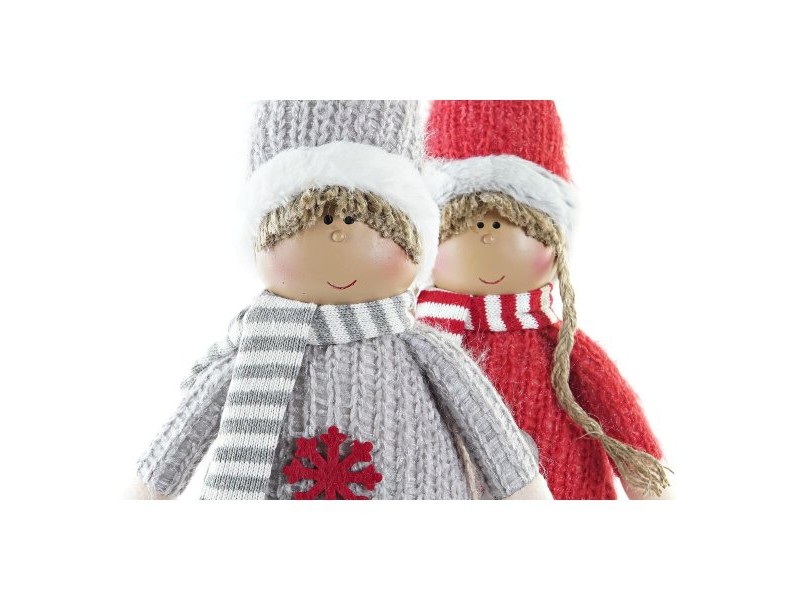 Декоративна фигурка DKD Home Decor Коледа Кукла полиестер (17 x 9 x 79 cm) (2 броя)