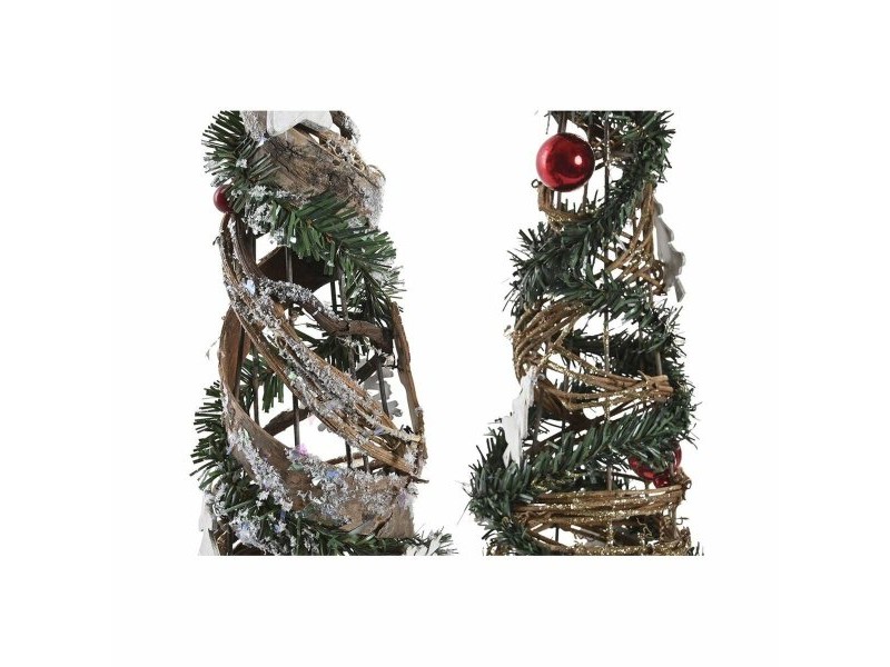 Коледно дърво DKD Home Decor Естествен Червен Метал Зелен (14 x 14 x 51 cm) (2 броя)