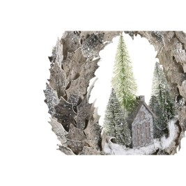 Коледен венец DKD Home Decor Къщи 46 x 7,5 x 46 cm LED Светлина