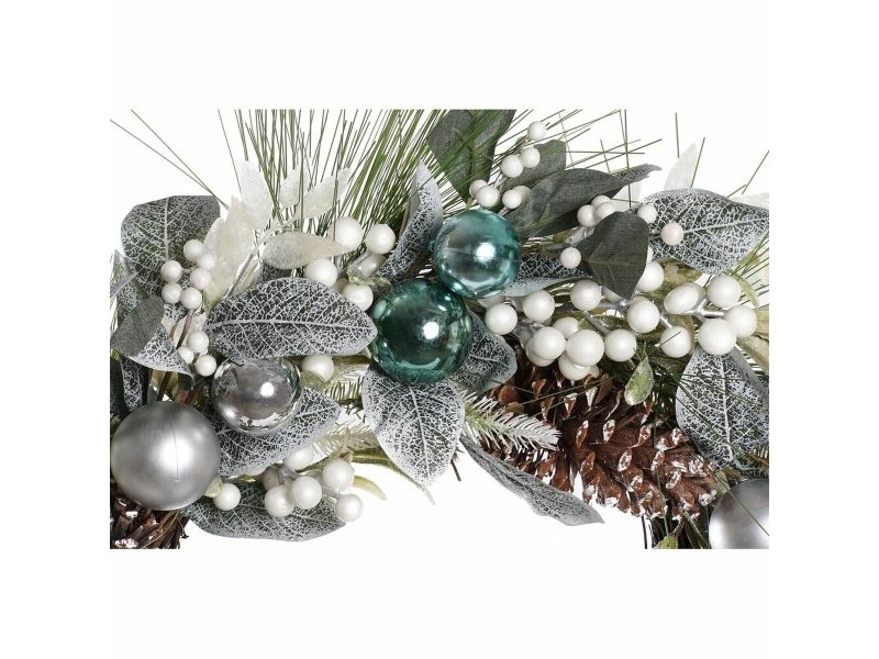 Коледен венец DKD Home Decor Син Сребрист PVC 60 x 60 x 12 cm