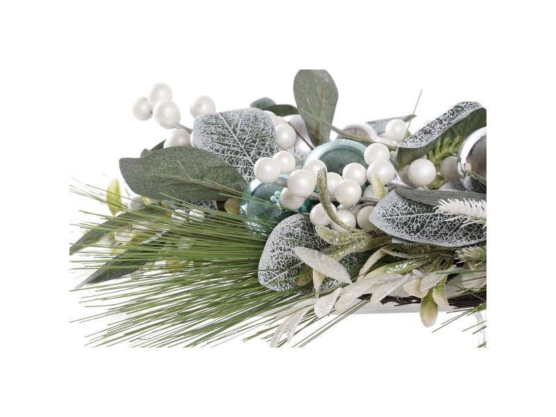 Коледен венец DKD Home Decor Син Сребрист PVC 60 x 60 x 12 cm