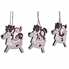 Комплект Коледни Декорации DKD Home Decor Дървен MDF (21 x 8,2 x 1,5 cm) (8 cm) (2 броя)