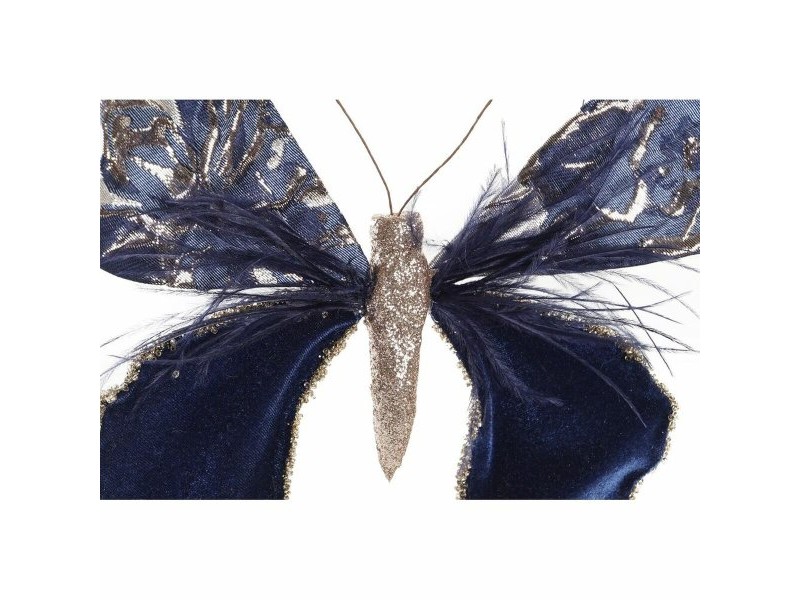 Коледна Украса DKD Home Decor полиестер Пеперуди (2 броя) (23 x 3 x 19 cm)