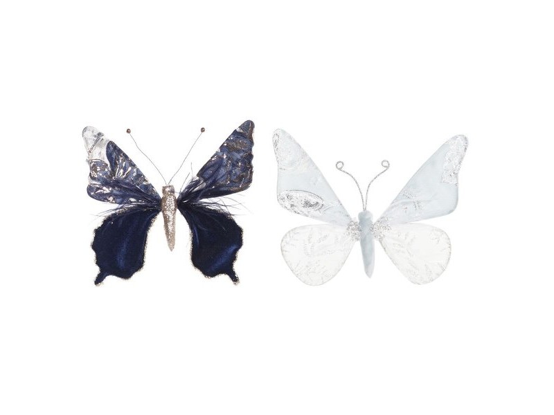 Коледна Украса DKD Home Decor полиестер Пеперуди (2 броя) (23 x 3 x 19 cm)