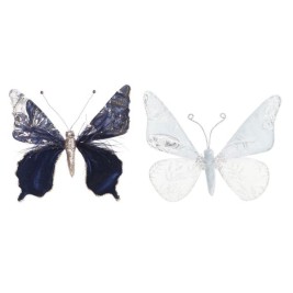 Коледна Украса DKD Home Decor полиестер Пеперуди (2 броя) (23 x 3 x 19 cm)