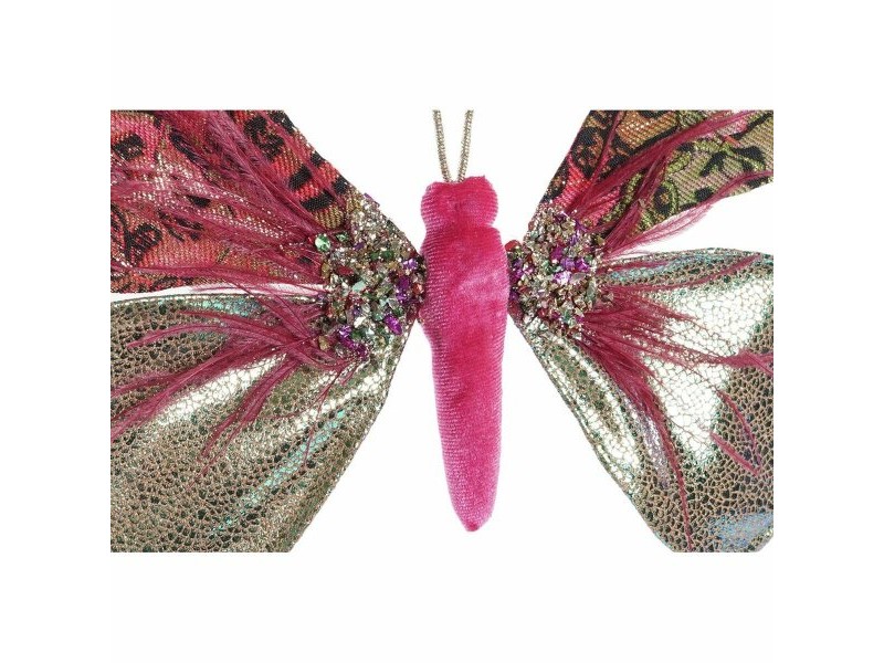 Коледна Украса DKD Home Decor полиестер Пеперуди (22 x 3 x 18 cm) (2 броя)