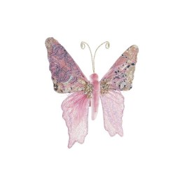 Коледна Украса DKD Home Decor полиестер Пеперуди (22 x 3 x 18 cm) (2 броя)