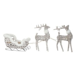 Коледна Украса DKD Home Decor LED Светлина Бял плетена ракита 60 x 30 x 37 cm (3 Части)