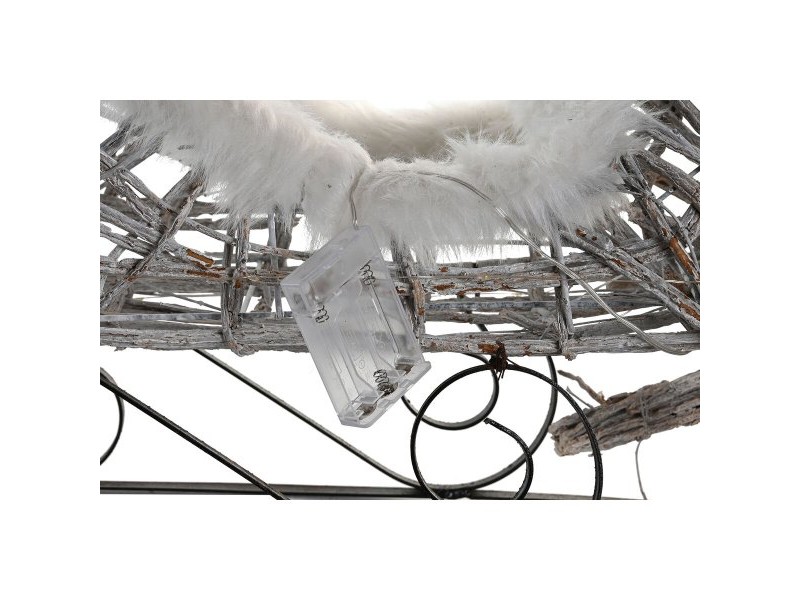Коледна Украса DKD Home Decor Елен и шейна Бял плетена ракита Царица 75 x 20 x 53 cm