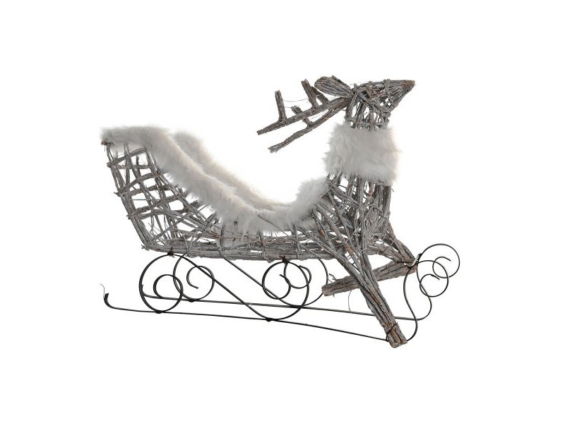 Коледна Украса DKD Home Decor Елен и шейна Бял плетена ракита Царица 75 x 20 x 53 cm