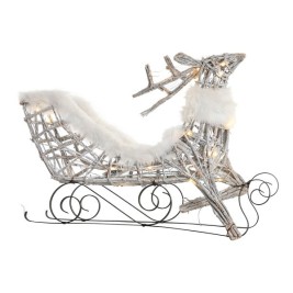 Коледна Украса DKD Home Decor Елен и шейна Бял плетена ракита Царица 75 x 20 x 53 cm
