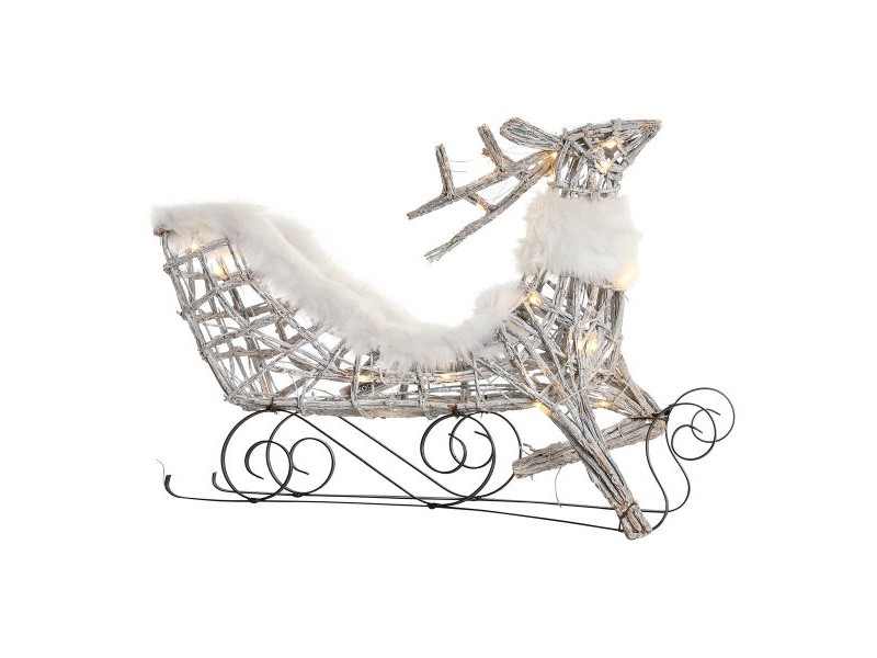 Коледна Украса DKD Home Decor Елен и шейна Бял плетена ракита Царица 75 x 20 x 53 cm