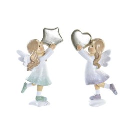 Коледна Украса DKD Home Decor Смола Ангел (6 x 5,5 x 11,5 cm) (2 броя)