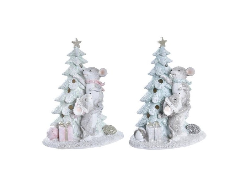 Коледна Украса DKD Home Decor Мишка Смола (13 x 8,5 x 16 cm) (2 броя)