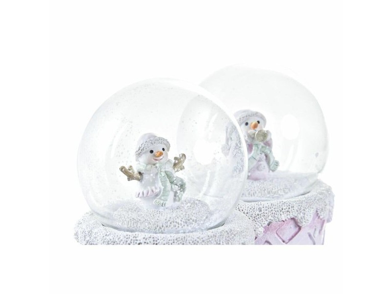 Снежен човек DKD Home Decor Бял Розов 7 x 7 x 9 cm (2 броя)