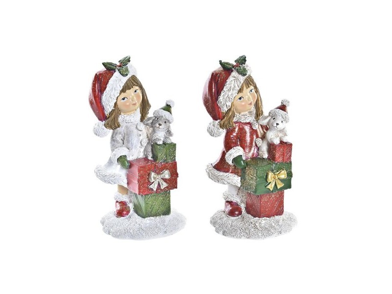Коледна Украса DKD Home Decor Смола Момичета (6,5 x 6,5 x 12 cm) (2 броя)