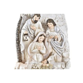 Рождествена Коледна Сцена DKD Home Decor Златен Сметана Смола Многоцветен (18 x 9 x 25,5 cm) (2 броя)