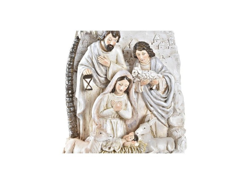 Рождествена Коледна Сцена DKD Home Decor Златен Сметана Смола Многоцветен (18 x 9 x 25,5 cm) (2 броя)