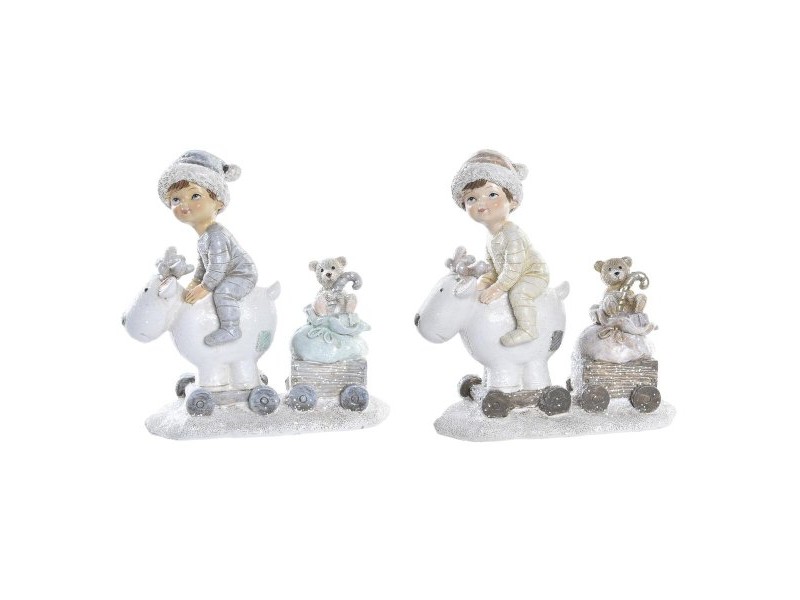 Коледна Украса DKD Home Decor Смола Деца (13 x 6 x 13,5 cm) (2 броя)