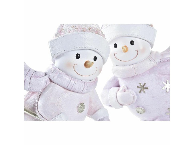 Коледна Украса DKD Home Decor Смола Снежен човек (15 x 13,5 x 24,5 cm) (2 броя)