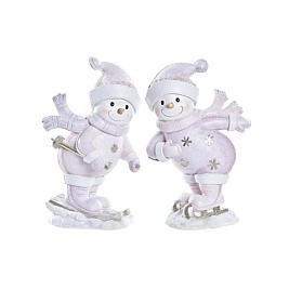 Коледна Украса DKD Home Decor Смола Снежен човек (15 x 13,5 x 24,5 cm) (2 броя)