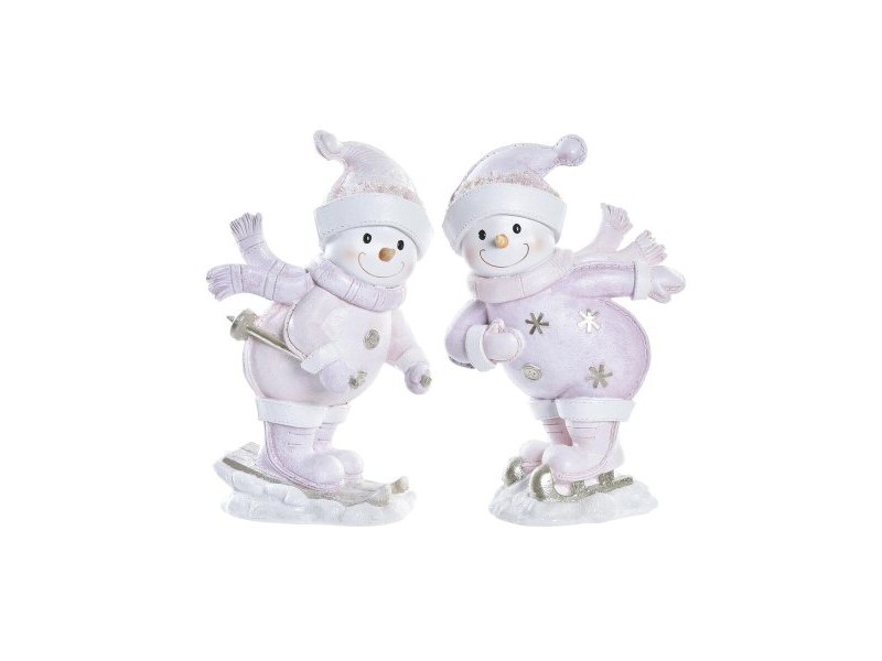 Коледна Украса DKD Home Decor Смола Снежен човек (15 x 13,5 x 24,5 cm) (2 броя)