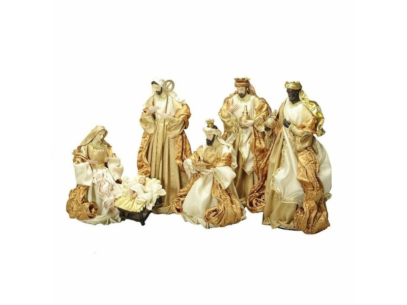 Рождествена Коледна Сцена DKD Home Decor Златен Корона 30 x 5 x 30 cm 50 x 5 x 50 cm