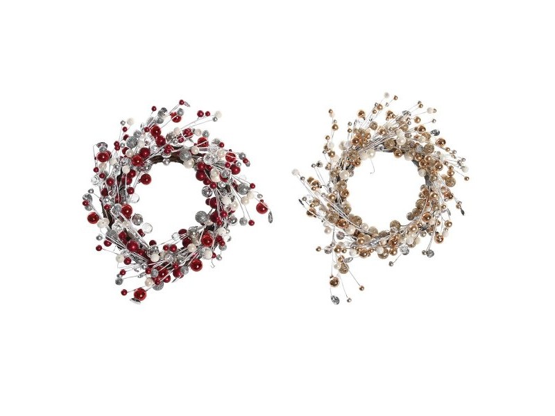 Коледен венец DKD Home Decor Метал полиестер (40 x 10 x 40 cm) (2 броя)