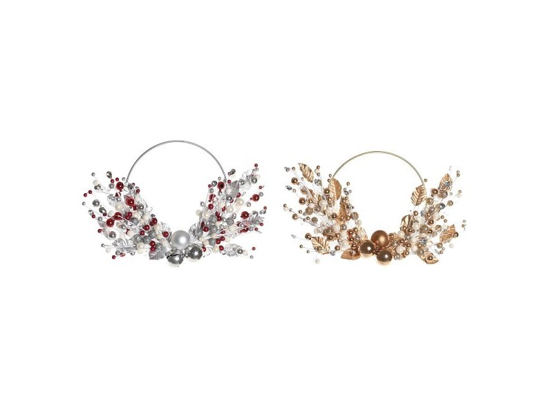 Коледен венец DKD Home Decor Метал полиестер (55 x 5 x 40 cm) (2 броя)