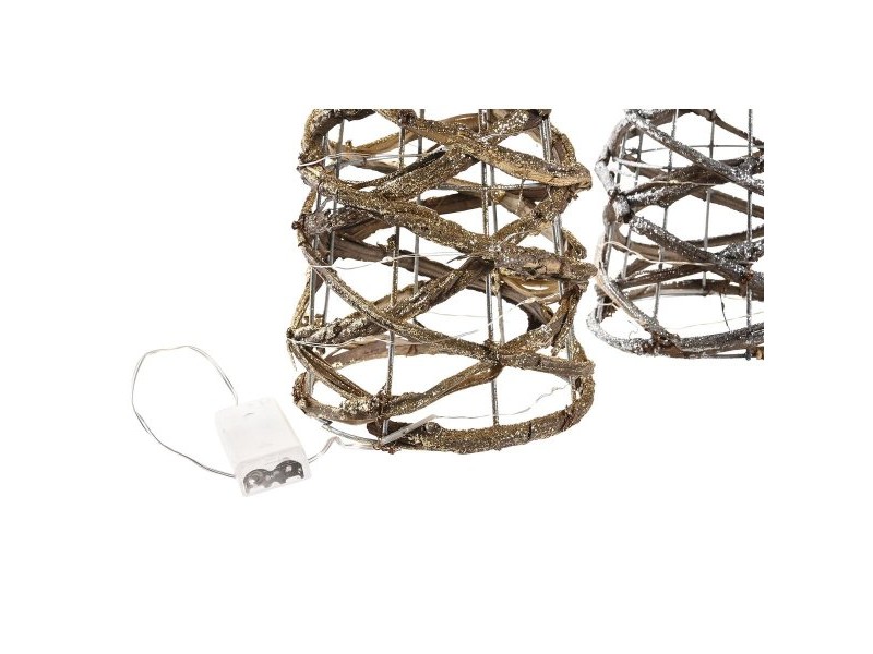 Ярка декорация DKD Home Decor Златен Сребрист Естествен 19 x 19 x 62 cm Конуси Коледа AA x 2, не са включени (2 броя)