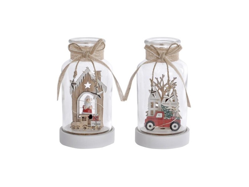 Ярка декорация DKD Home Decor Коледа Естествен Къща (2 броя) (9 x 9 x 17 cm)