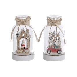 Ярка декорация DKD Home Decor Коледа Естествен Къща (2 броя) (9 x 9 x 17 cm)