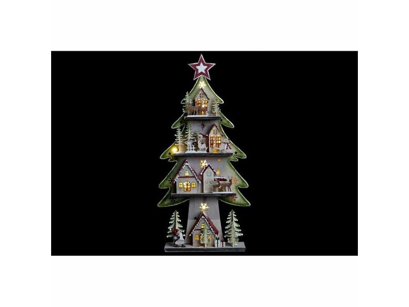 Коледно дърво DKD Home Decor Червен Дърво Син Розов Дървен Зелен (23 x 9 x 47 cm) (2 броя)