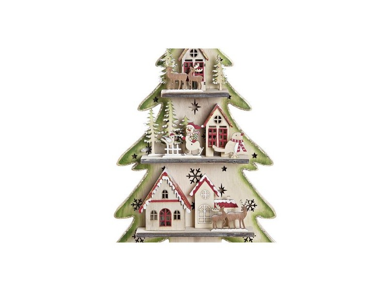 Коледно дърво DKD Home Decor Червен Дърво Син Розов Дървен Зелен (23 x 9 x 47 cm) (2 броя)