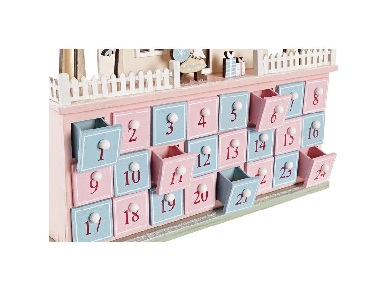 Коледен Календар DKD Home Decor Дървен Къща (32 x 8 x 33 cm) (2 броя)