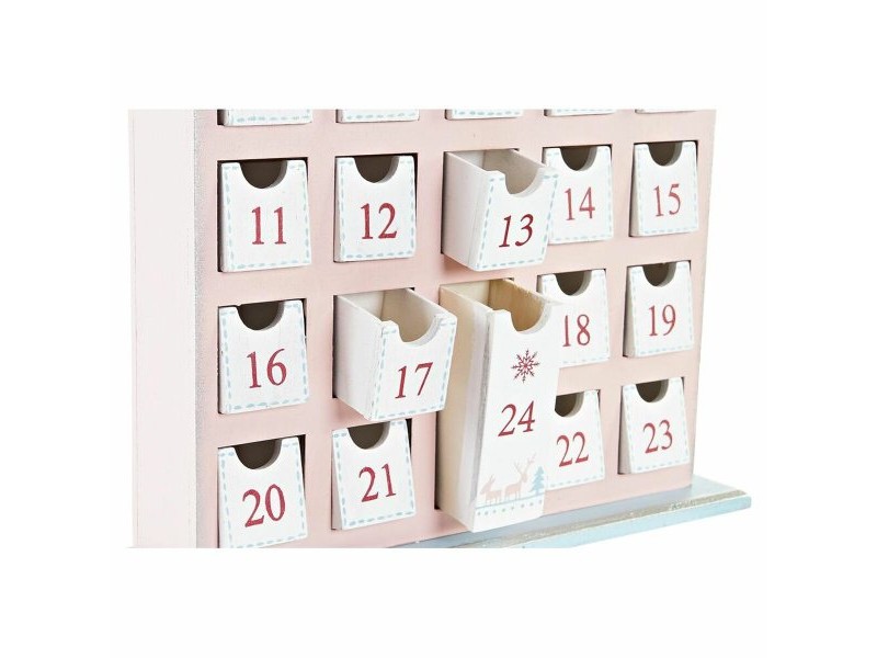 Коледен Календар DKD Home Decor Дървен Къща (27 x 7 x 40 cm) (2 броя)