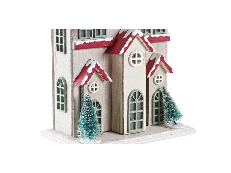 Коледна Украса DKD Home Decor Къща MDF (13 x 8 x 28 cm) (2 броя)