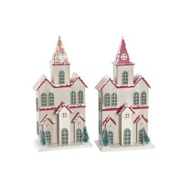 Коледна Украса DKD Home Decor Къща MDF (13 x 8 x 28 cm) (2 броя)