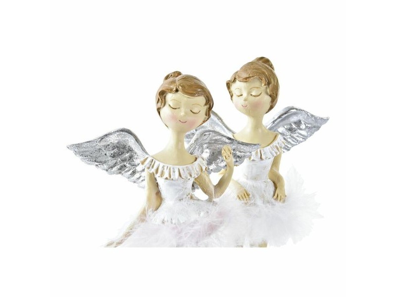 Коледна Украса DKD Home Decor Смола Ангел (11 x 9 x 17 cm) (2 броя)