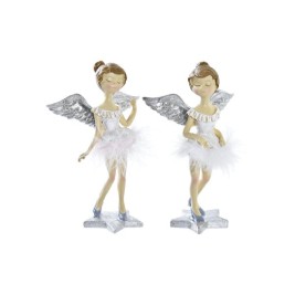 Коледна Украса DKD Home Decor Смола Ангел (11 x 9 x 17 cm) (2 броя)