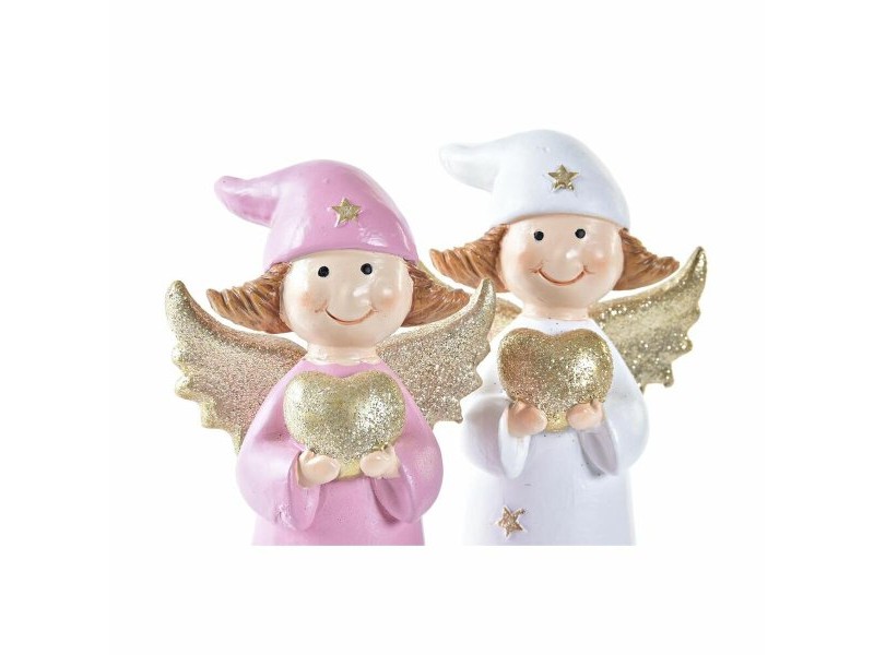 Коледна Украса DKD Home Decor Порцелан Ангел (7 x 5 x 14 cm) (2 броя)