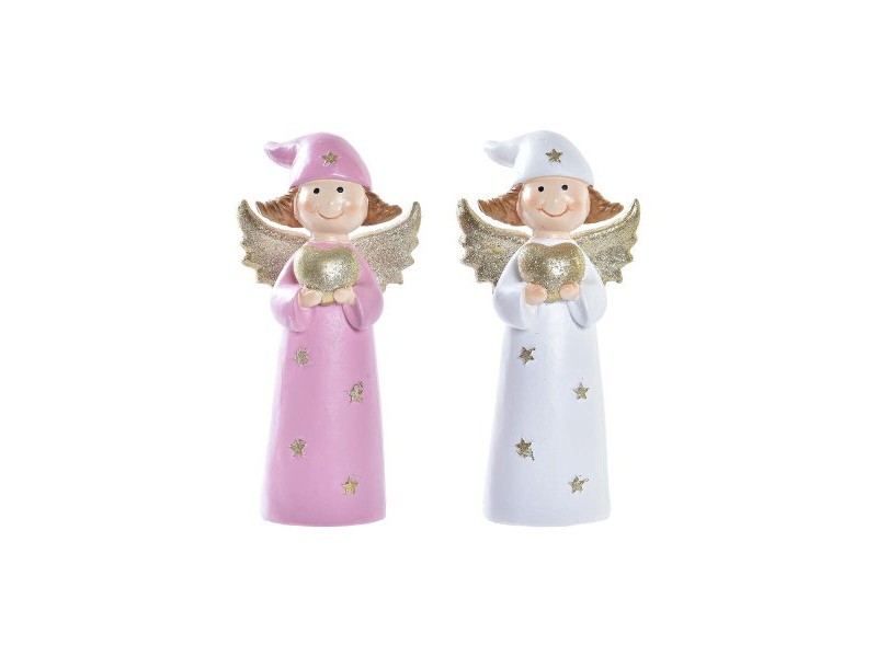 Коледна Украса DKD Home Decor Порцелан Ангел (7 x 5 x 14 cm) (2 броя)
