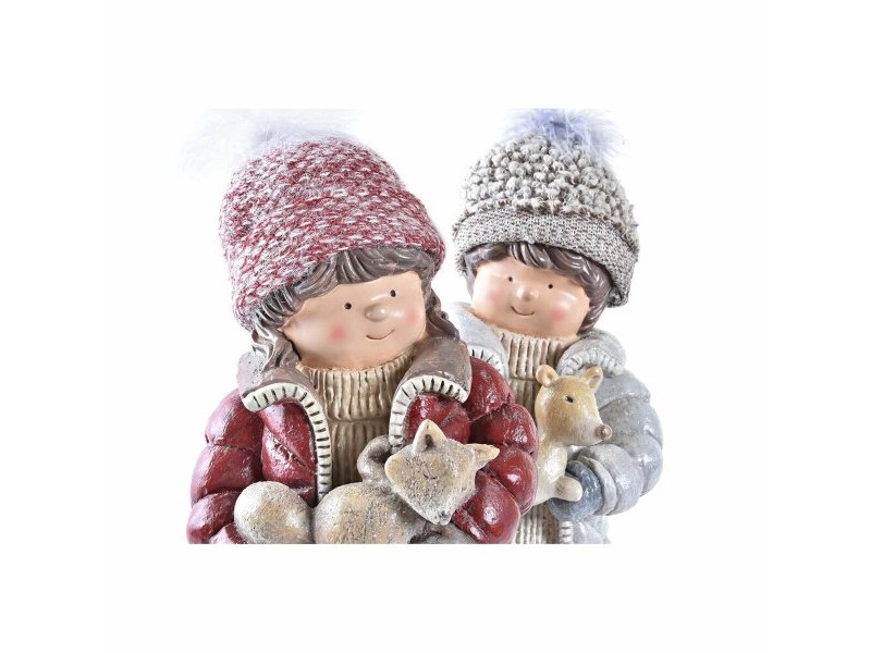 Коледна Украса DKD Home Decor полиестер Смола Деца (15 x 12 x 35 cm) (2 броя)