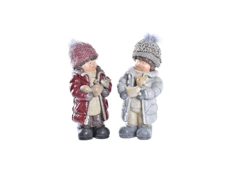 Коледна Украса DKD Home Decor полиестер Смола Деца (15 x 12 x 35 cm) (2 броя)