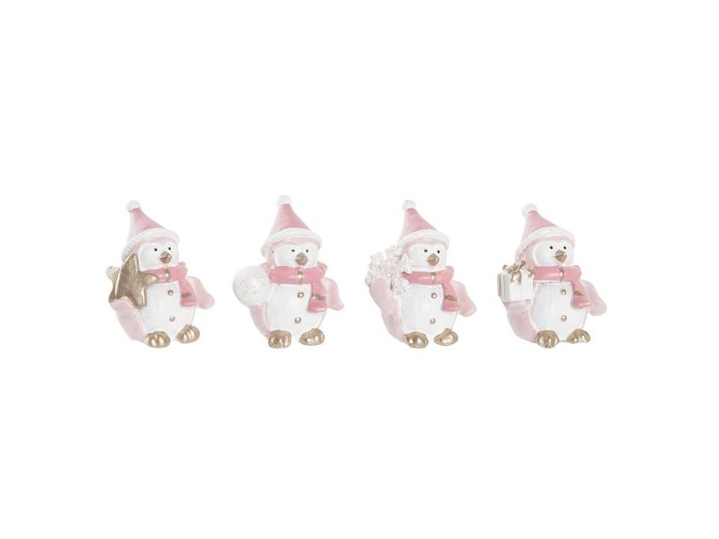 Коледна Украса DKD Home Decor Смола Снежен човек (3,5 x 2,5 x 4 cm) (4 броя)