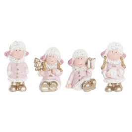 Коледна Украса DKD Home Decor Смола Ангел (3,5 x 2,5 x 4 cm) (4 броя)