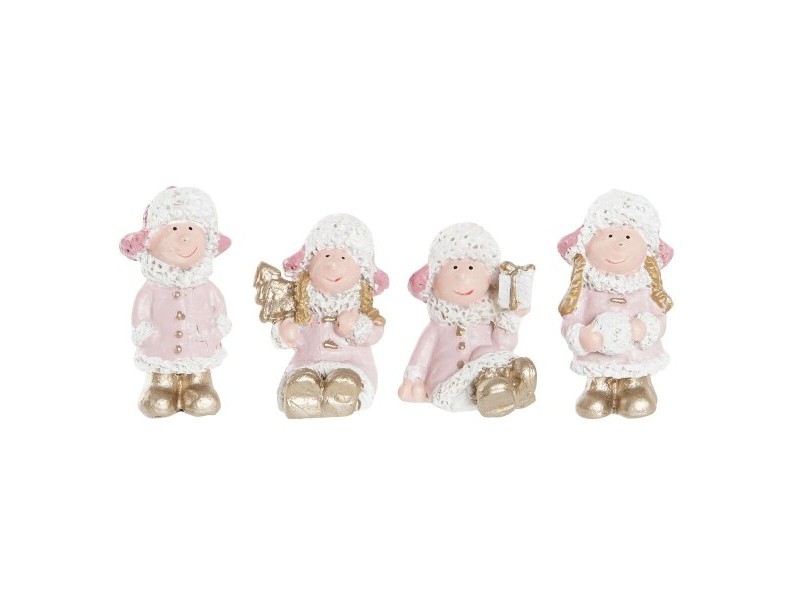 Коледна Украса DKD Home Decor Смола Ангел (3,5 x 2,5 x 4 cm) (4 броя)