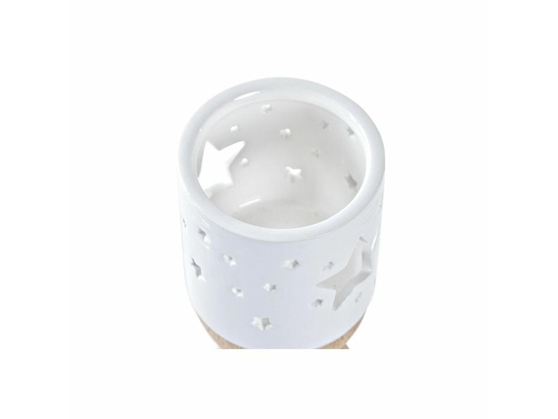 Коледен Свещник DKD Home Decor Бял Кафяв Естествен Звезда 6 x 6 x 14 cm
