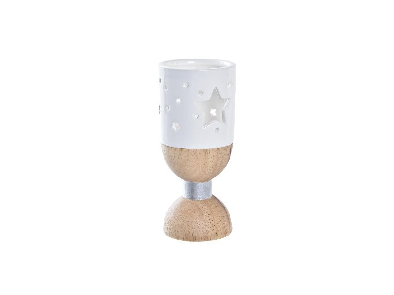 Коледен Свещник DKD Home Decor Бял Кафяв Естествен Звезда 6 x 6 x 14 cm
